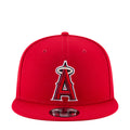 Red baseball cap with large embroidered A logo on the front