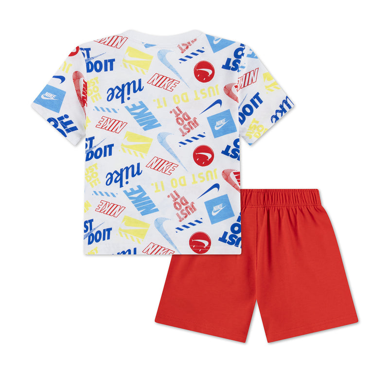 Toddler jersey short set with white allover "DO IT" tee and red shorts