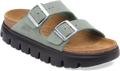 Quarter turn view Women's Birkenstock Footwear style name Arizona Chunky Suede Narrow in color Pure Sage. Sku: 1031451