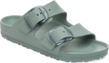 Quarter turn view Women's Birkenstock Footwear style name Arizona Eva Big Buckle Narrow in color Pure Sage. Sku: 1031301