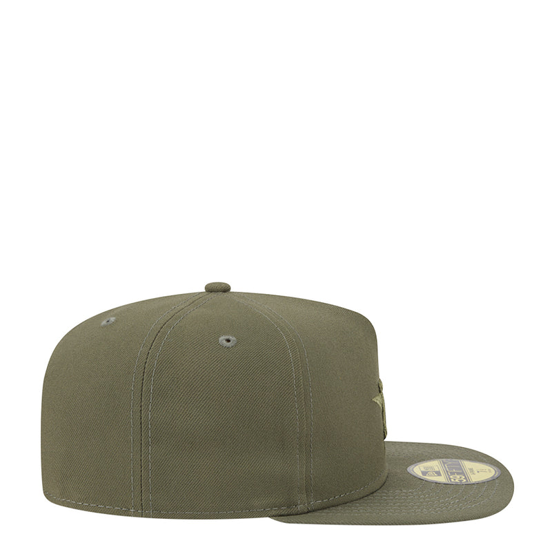 New Olive baseball cap with side emblem patch and curved brim