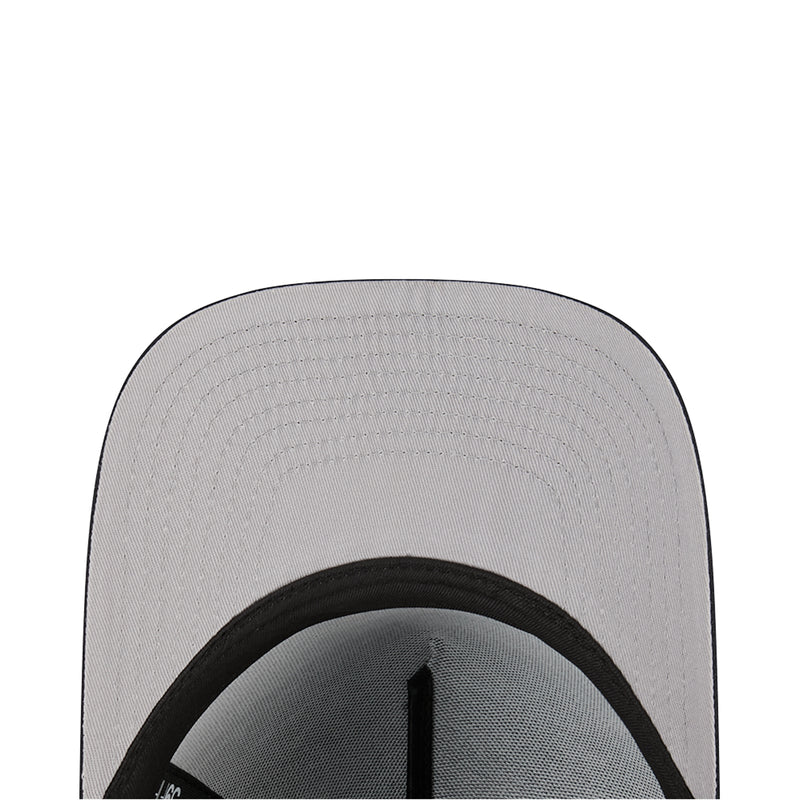 Light gray cap with black inner panel and stitched headband close-up