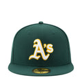 Green baseball cap with yellow A's logo on front