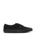 Black low-top canvas sneaker with lace-up closure and slim rubber sole