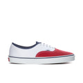 Men's Vans low-top sneakers in red, white, and blue with lace-up design