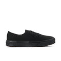 Men's black canvas low-top sneakers with lace-up front and gum outsole