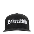 Black baseball cap with white Bakersfield logo on the front panel