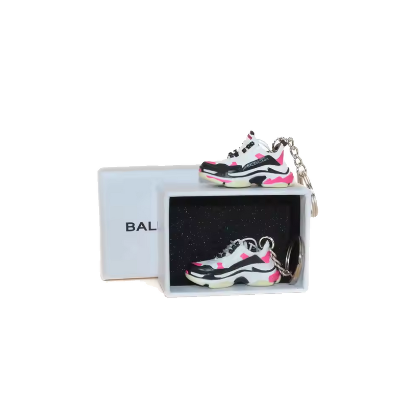 BALENCIAGA WHITE/PINK TRIPLE S SNEAKER KEYCHAIN