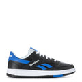 Men's Reebok sneakers in black with blue accents, white midsole and laces