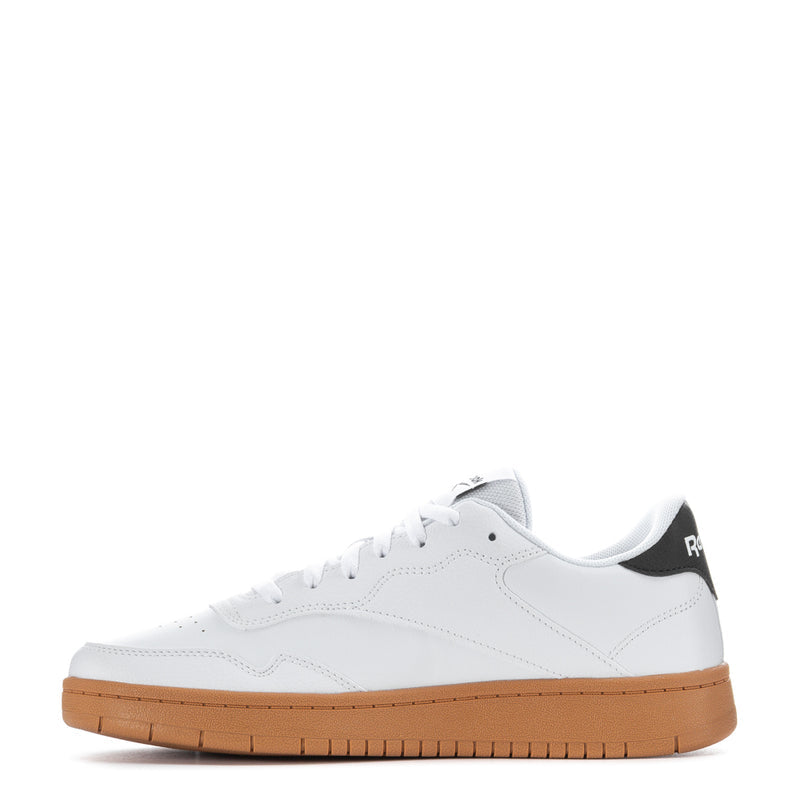 Reebok mens sneakers in white with black heel panel and gum rubber sole