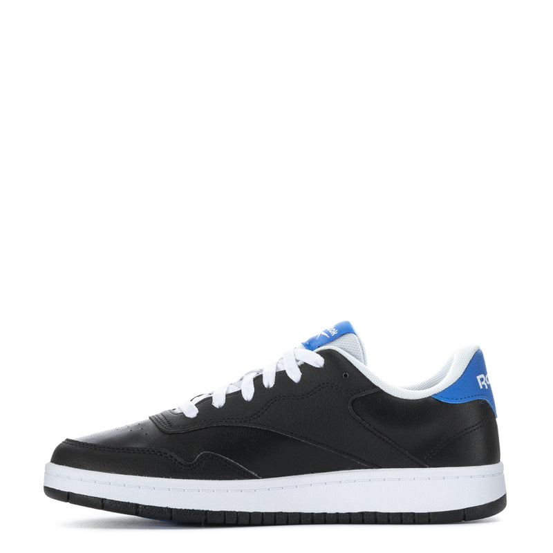 Men's Reebok sneakers, black upper with blue stripe detail and white rubber sole