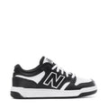 Kids' black-and-white New Balance 480 wide sneakers, N logo and white laces