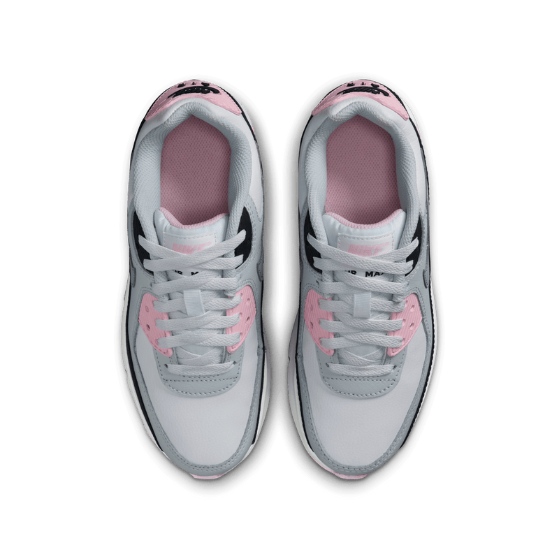 Big Kids' Nike Air Max 90 LTR "White Pink Foam Armory Navy Wolf Grey"