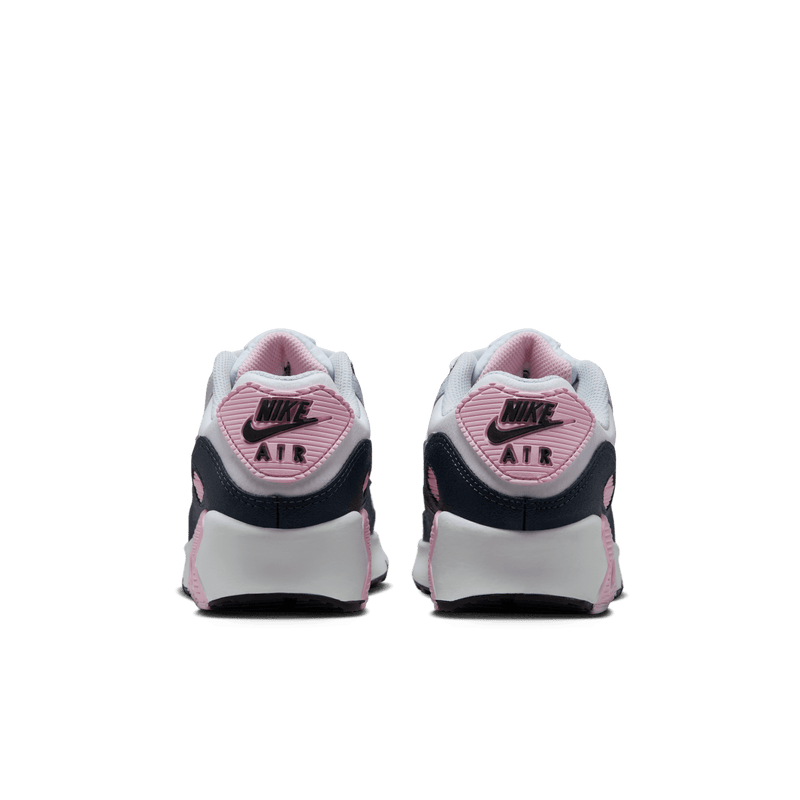Big Kids' Nike Air Max 90 LTR "White Pink Foam Armory Navy Wolf Grey"