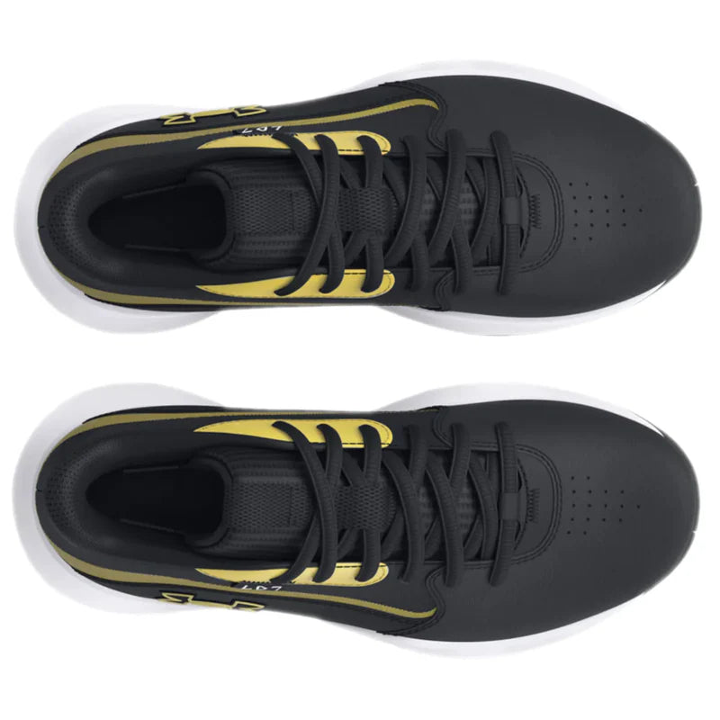 Big Kids' Under Armo Lockdown 7 Basketball Shoes "Black Metallic Gold"