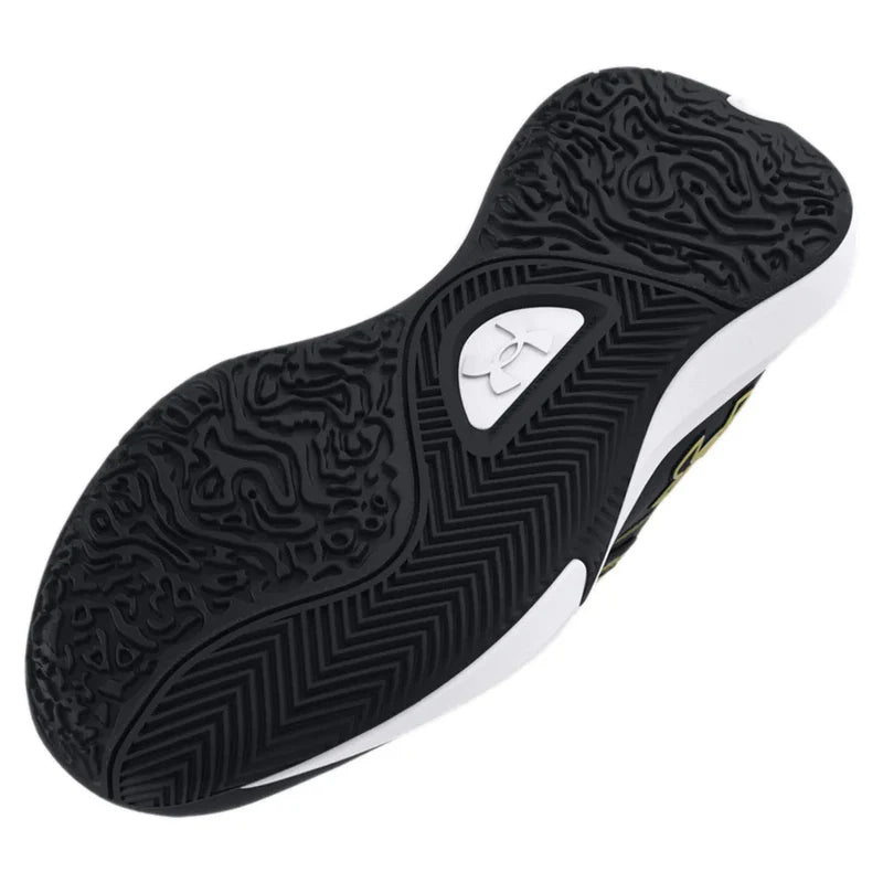 Big Kids' Under Armo Lockdown 7 Basketball Shoes "Black Metallic Gold"
