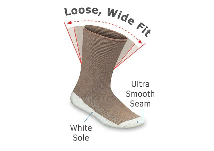 Unisex Orthofeet Biosoft Relaxed Fit Unisex Socks in Khaki. Sku: SOCK3A3