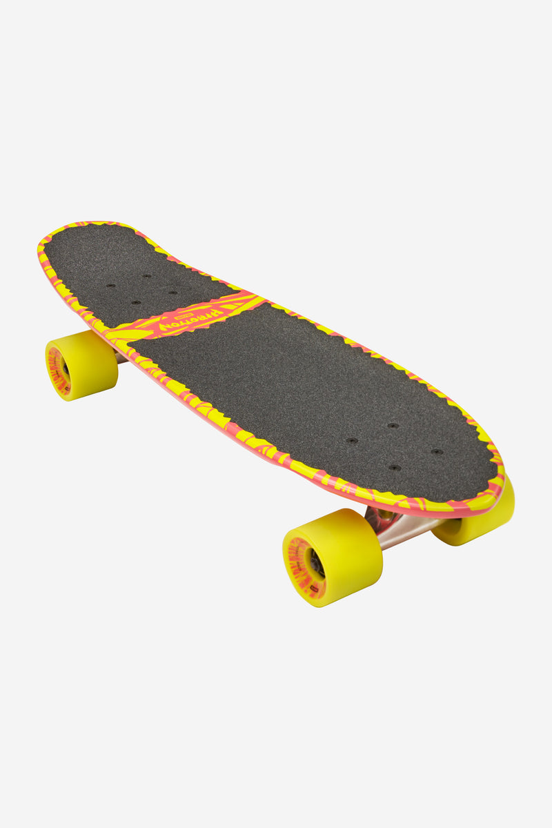 Angled view of Blazer Cruiserboard 26 showing black grip tape and neon yellow wheels