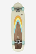 Top view of Blazer Fuego cruiserboard 32 inch with cream deck pastel rainbow graphic and mint wheels