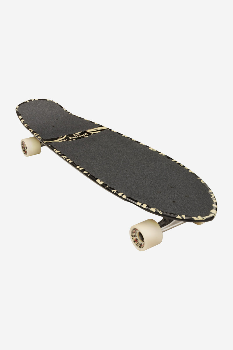 Lazer Eagle Blazer XL 36 longboard deck with dark grip tape border and cream wheels