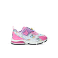 Toddler lighted athletic shoes, white/pink/multi with character graphics and butterfly trim