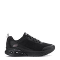 Women's black low-top lace-up sneakers with wave-textured mesh upper