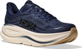 Quarter turn view Men's HOKA Footwear style name Bondi 9 in color Midnight Blue/ Varsity Navy. Sku: 1162011-MVR