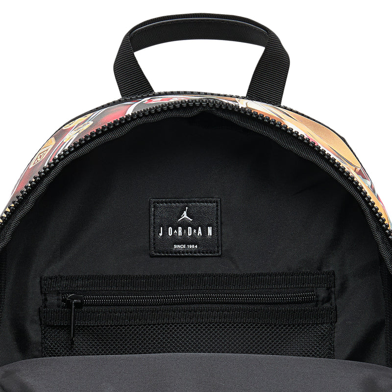 Interior front of GFX backpack with Jordan logo patch and zip pocket