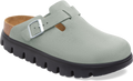 Quarter turn view Women's Birkenstock Footwear style name Boston Chunky Suede Narrow in color Pure Sage. Sku: 1031409
