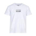 White youth crewneck T-shirt with PRO CLUB box logo on chest.