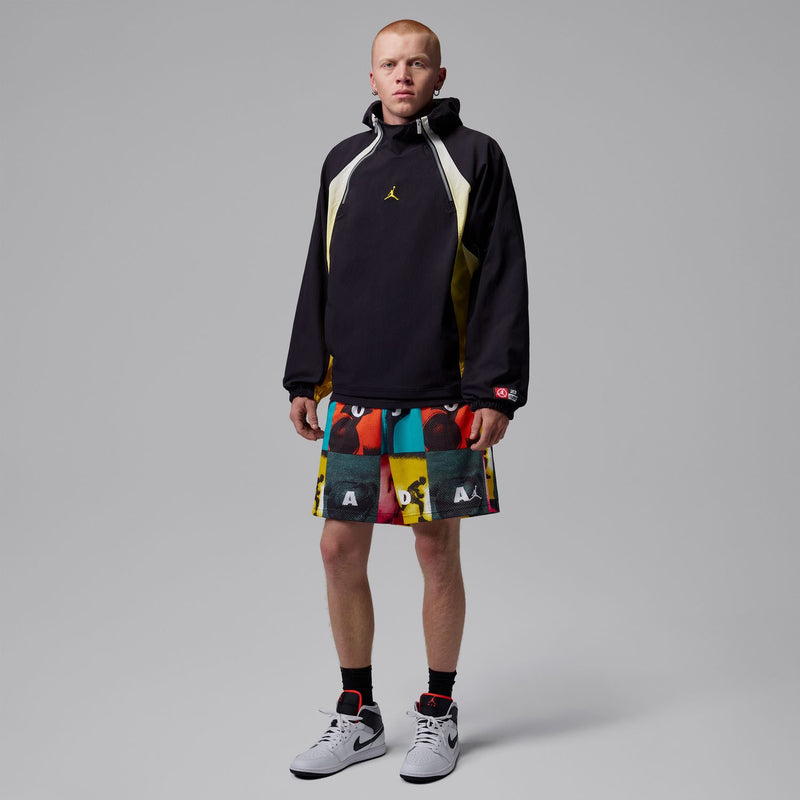 Men's colorful printed mesh shorts, elastic waistband, above-knee length