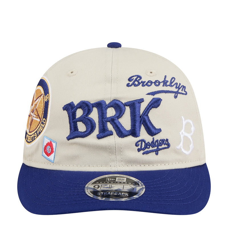 Cream and navy baseball cap with embroidered BRK Brooklyn Dodgers logo
