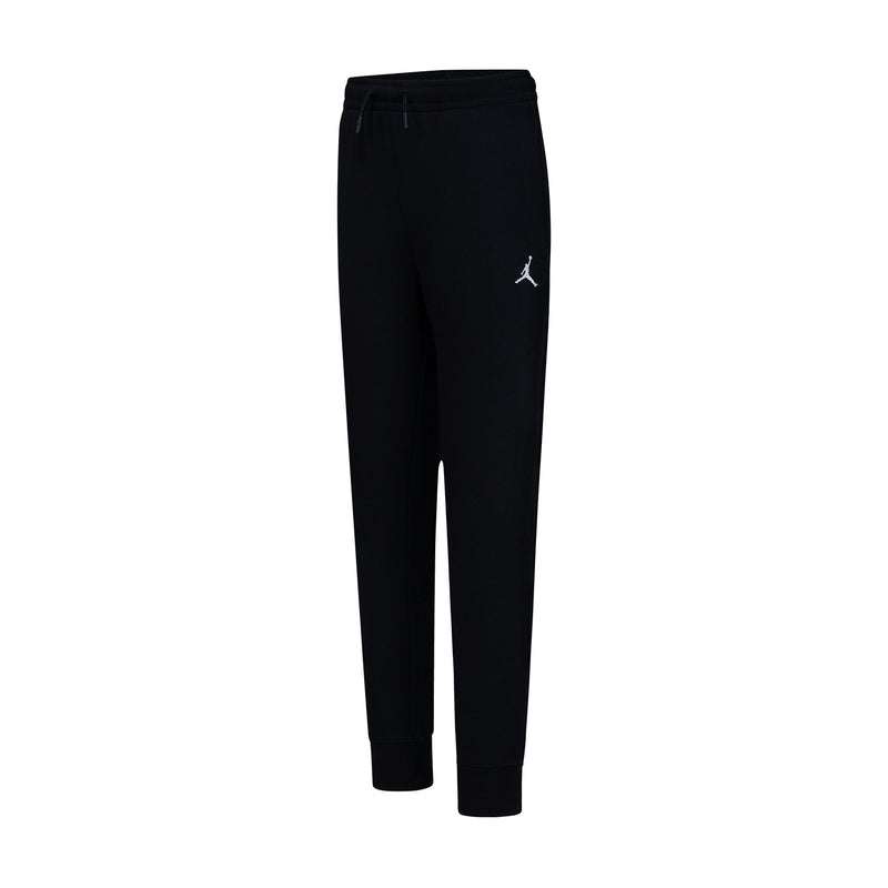 Youth black fleece pant back view with drawstring and Jumpman logo on thigh
