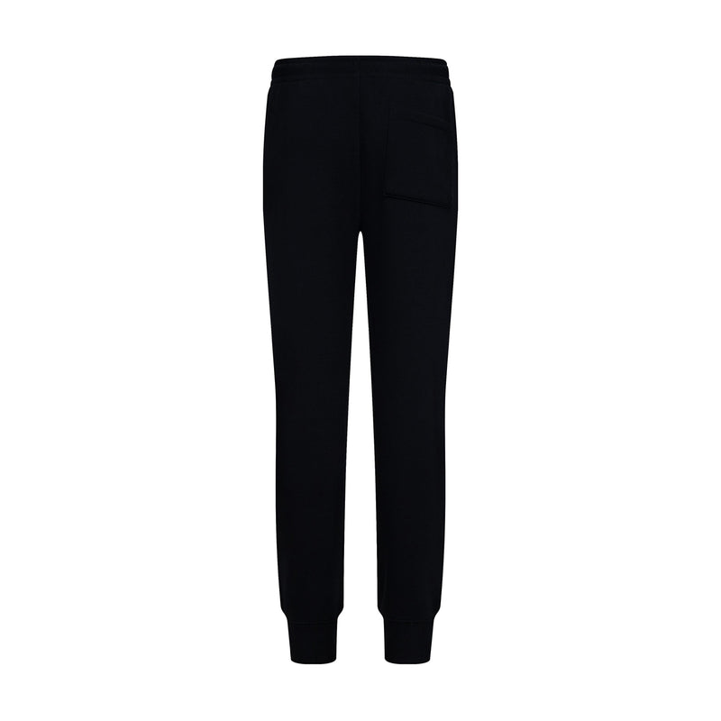 Youth black fleece pant with cuffed hem and side pocket detail