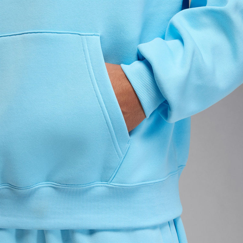 Light blue hoodie front pouch pocket with ribbed hem and sleeve cuff detail