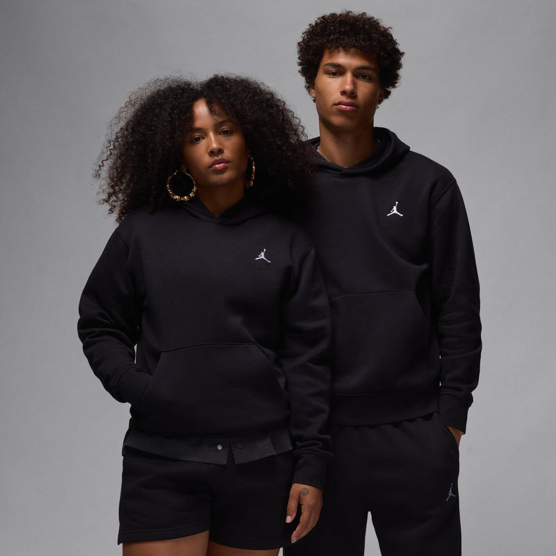 Men's black fleece pullover hoodie with Jumpman logo on chest