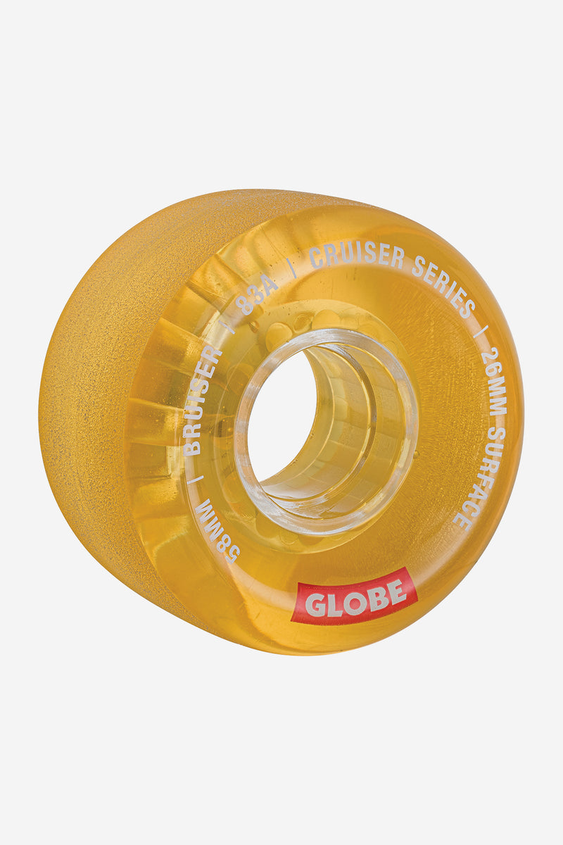 Bruiser Cruiser Wheel 58mm Clear Honey with translucent center and Globe branding