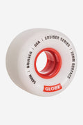 Bruiser Cruiser Wheel 58mm in white and red with red hub and Globe branding