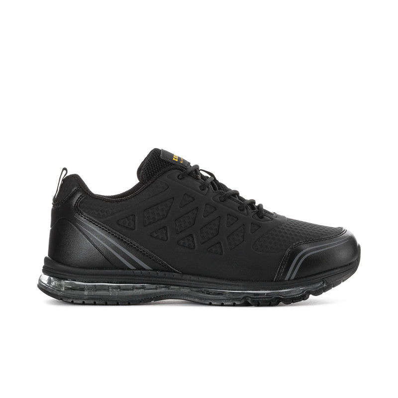 Bryant slip-resistant men's shoes, black lace-up sneakers with treaded sole