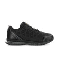 Women's black slip-resistant sneaker with lace-up front and treaded sole