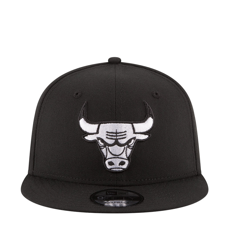 Black baseball cap with white bull head logo, snapback