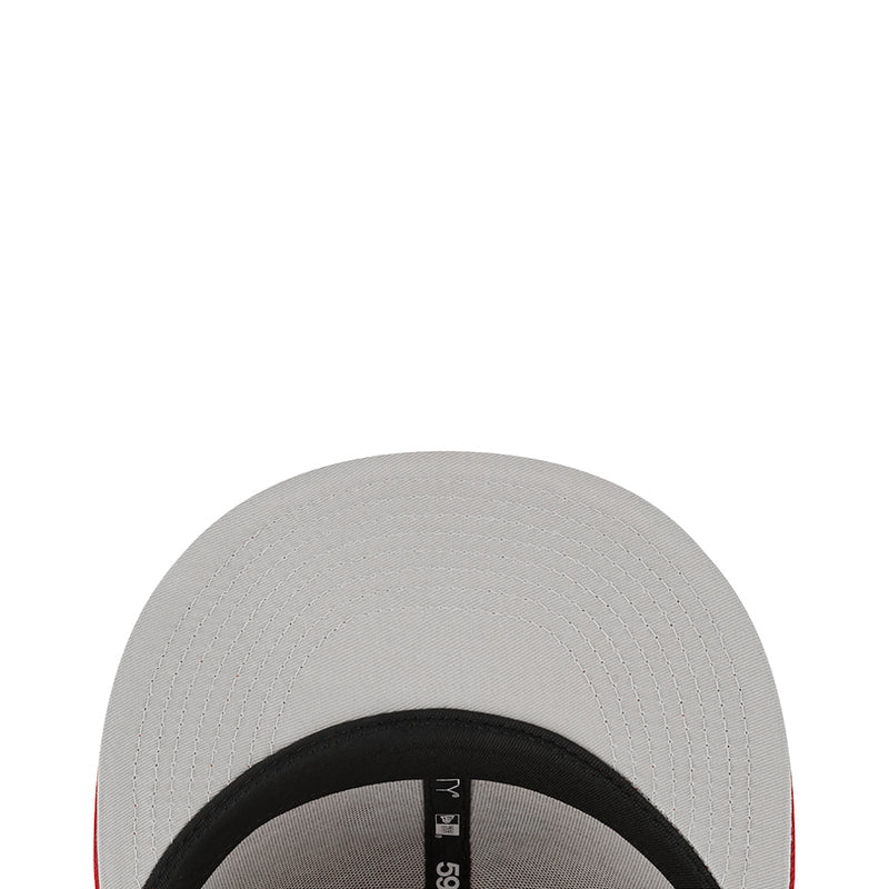 Light gray baseball cap with black inner brim and embroidered New Era logo
