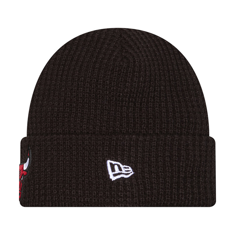 Dark knit waffle beanie with white New Era logo on cuff