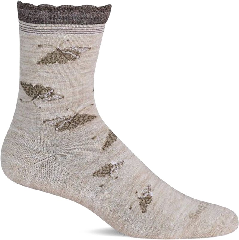 Quarter turn view Women's Sockwell Sock style name Butterfly Lace in color Barley. Sku: LD259W-040