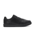 Men's slip-resistant lace-up sneaker, black leather with padded collar and rubber outsole