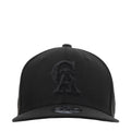 Black baseball cap with front Angels emblem patch