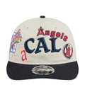 Two-tone baseball cap with Angels “CA” front logo and dark brim, embroidered patches