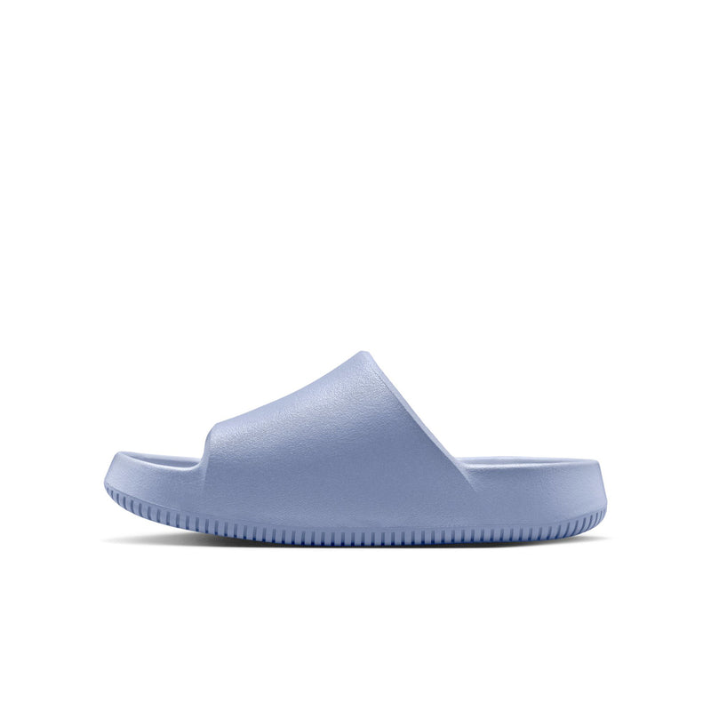 Youth slide sandal in light blue with wide upper and grippy outsole tread