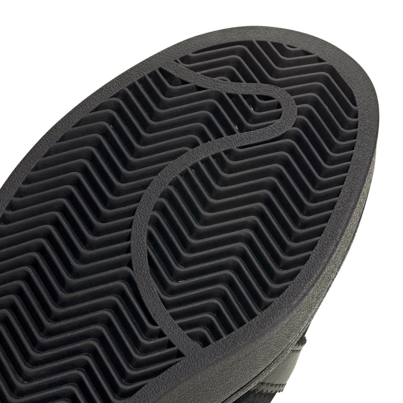 Black rubber outsole close-up with zigzag tread pattern