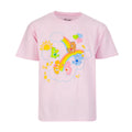 Youth light pink T-shirt with multicolor Care Bears cloud rainbow graphic